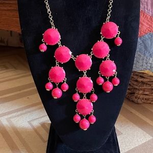 J.Crew - Hot Pink Faceted Stones Statement Necklace - Hot Pink Bubble Necklace